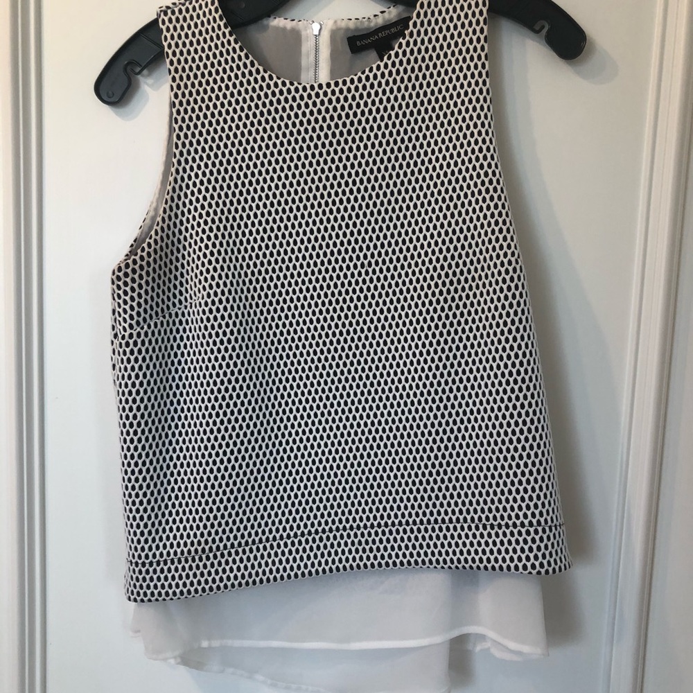 Banana Republic White and Navy Top